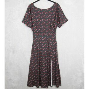 Alexia Admor Floral Print Lana Midi Dress XS Short Sleeve Party Cocktail
